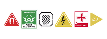 Cyberpunk decal. Vector sticker, label in futuristic style. Sci fi signs, inscriptions and symbols.のイラスト素材