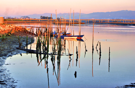 Sunset in Lima River, Viana do Casteloの写真素材