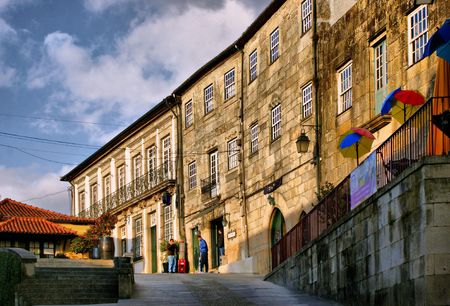 Old street in Ponte de Lima, Portugalのeditorial素材