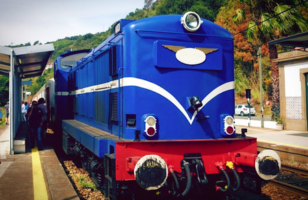 Train On Railway In Douro Valley, Portugal
