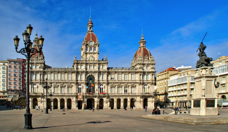 The City Hall Building in Coruna, Spainのeditorial素材
