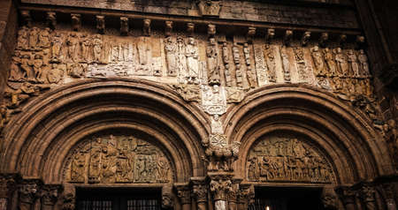 Romanesque reliefs in the cathedral of Santiago de Compostela, Spainのeditorial素材