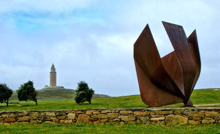 Copa del Sol in Sculpture Park of the Tower of Hercules in A Coruna, Spainのeditorial素材