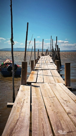 Palaphytic pier of the Carrasqueira, Portugalの写真素材