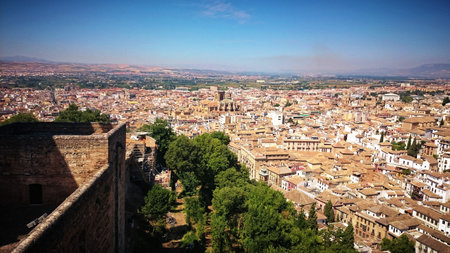 Panoramic View of Granada from Allambra, Spainの写真素材