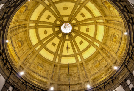 Interior of the dome of the Serra do Pilar monastery in Vila Nova de Gaia, Portugalの写真素材