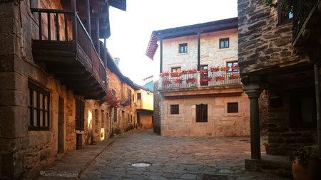 Old street in the historic town of Puebla de Sanabria, Spain