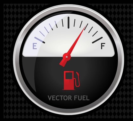 Nice glossy fuel meter isolated on black backgroundのイラスト素材