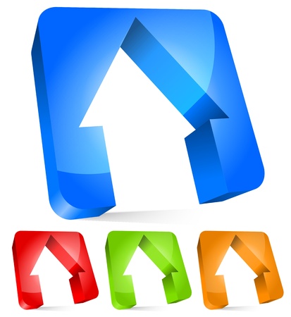 3d houses cut from rounded rectangles, house, home, real estate conceptsのイラスト素材
