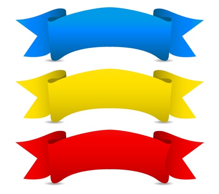 Blue yellow red Vector ribbons, Scroll banners  Medieval concept, modern, colorful lookのイラスト素材