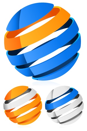 3d Spheres, globes with lines - Abstract 3d design element, emblem, iconのイラスト素材