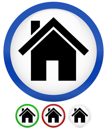 House Icon in blue, green, red, grey colors のイラスト素材