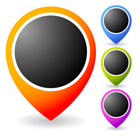 Set of vivid map marker, map pin, abstract thumbtackのイラスト素材