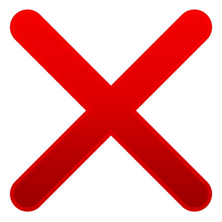 X shape over white. Delete, remove, cancel symbol.