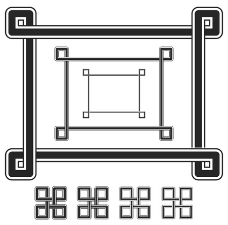Interwoven frames and symbols with different stroke widthsのイラスト素材
