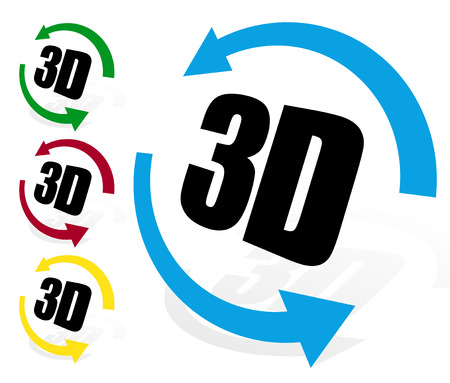 Rotate in 3d. 3d view. Virtual tour, 360 degree view elementのイラスト素材