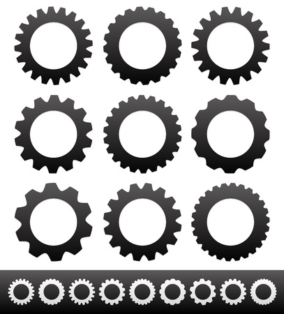 9 different cogwheels, rackwheels, pinions...のイラスト素材