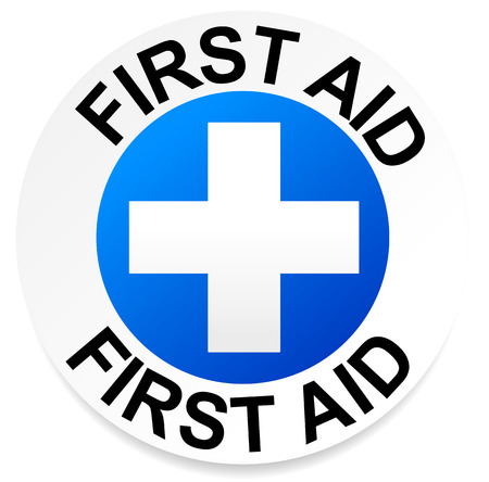 First Aid badge with white cross over colorのイラスト素材