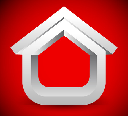 3d house symbol on redのイラスト素材
