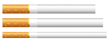 3 different detailed cigarettes vectors. Long and slim cigarettes /tobacco, smoking, nicotine, tobacco product concepts/のイラスト素材