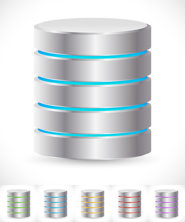 Abstract HDD cylinders with lively colors. Technology, file or web storage, hosting, server, mainframe or super computer, archive, backup concepts/icons.のイラスト素材