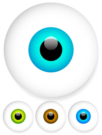 Bright, big eyes over white. Blue, green and brown human eyeballs /vector illustration/のイラスト素材
