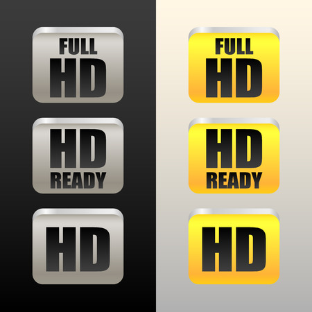 HD - High definition - tags, labels or icons, buttons. Hd, Full HD and HD Readyのイラスト素材