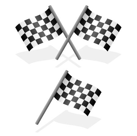 Cross and single racing flags with shadowのイラスト素材