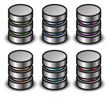 Database graphics, icons. Database, cylinder, HDD clip-artのイラスト素材