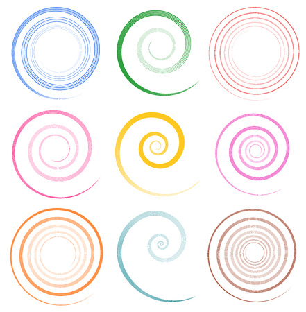 Colorful, spiral elements with unique strokesのイラスト素材