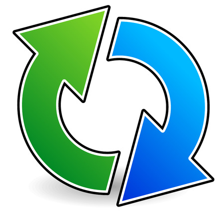 Vector Illustration of Circular or Circle Arrows for Rotation, Exchange, Revision, Twist, Spinning, Interchange or Similar Concepts.のイラスト素材