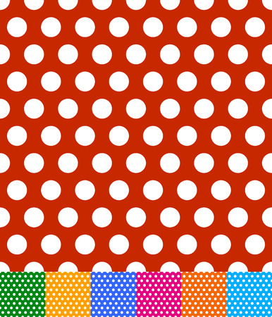 Vector illustration of polka dot, dotted, dots backgrounds, patterns. Seamlessly repeatableのイラスト素材