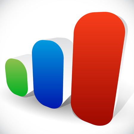 Vector illustration of 3d bar chart, bar graph in perspective. Business growth conceptのイラスト素材
