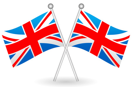 Vector illustration of Crossed United Kingdom flags. UK flag vectorのイラスト素材