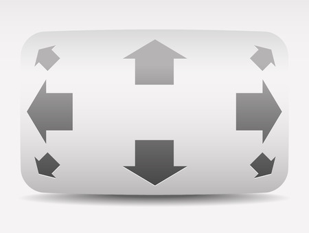 Vector Illustration of Navigation Button with Vertical, Horizontal and Diagonal Arrows. Gray, minimalistic UI Elementのイラスト素材