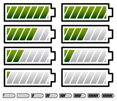 Vector Illustration of Battery Level Indicator Symbols / Battery Symbols with Slanted barsのイラスト素材