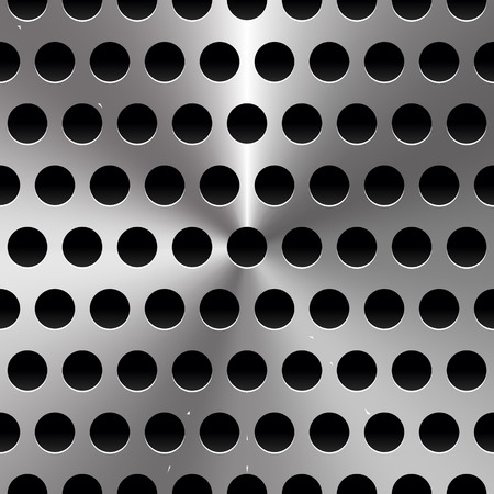 Vector Illustration of Metal Sheet / Surface with Holes. Perforated Metal background.のイラスト素材