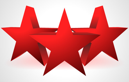 Vector Illustration of Composition Made of 3 Red 3D Starsのイラスト素材