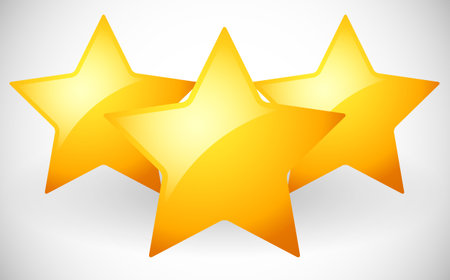 Vector Illustration of Composition of Three Bright Yellow Starsのイラスト素材