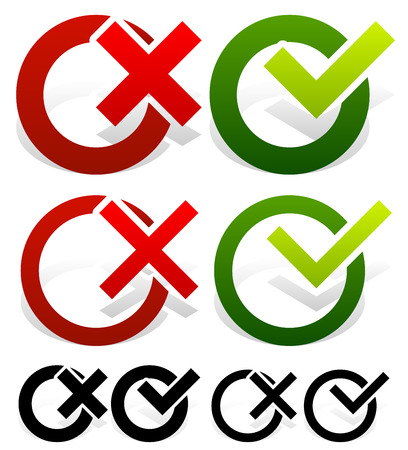Vector Illustration of a Check mark and Cross Setのイラスト素材