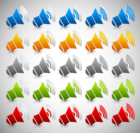  Illustration of 3d Sound Level, Volume Icons/Symbolsのイラスト素材