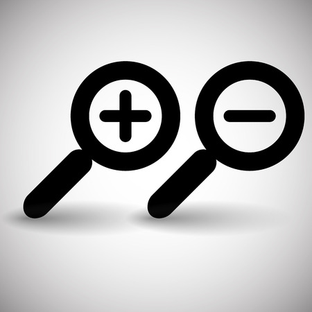 Simple zoom in, zoom out, magnifier glass icons, symbols.のイラスト素材