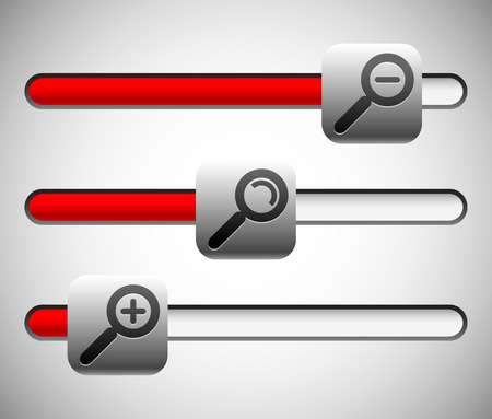 Magnification sliders set at 3 stages. Zoom slidersのイラスト素材