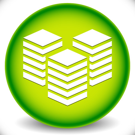 Icon with Layered Tower Symbol for Webhosting, Server, Database Concepts.のイラスト素材