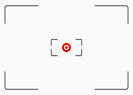 Striped background with thin lines and target mark, cross hair. Red dot at center.のイラスト素材