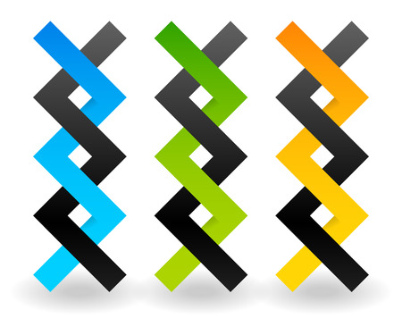 Conjoined vector shapes. Overlapping, intersecting shapes. Strand, Helix. Abstract DNA string like elementsのイラスト素材