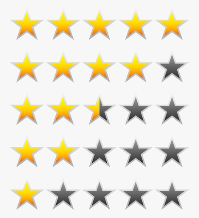 Star Rating Element. Star rating system for feedback, value, good-bad experience, customer satisfaction, valuation of quality, good-bad quality concepts. Vector.のイラスト素材