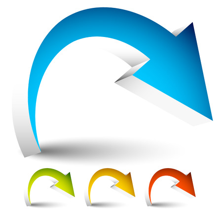 Curved, Bent Colorful Vector Arrow Elements Isolated on White.のイラスト素材
