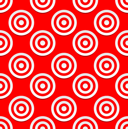 Red and white concentric circles abstract pattern. Seamlessly repeatable. Vector Illustrationのイラスト素材