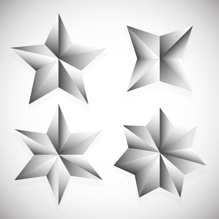 Faceted stars vector illustration isolated on white with shadowのイラスト素材